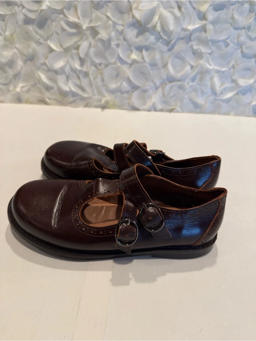 Zara Girls Brown Double-Strap Mary Jane Dress Shoes